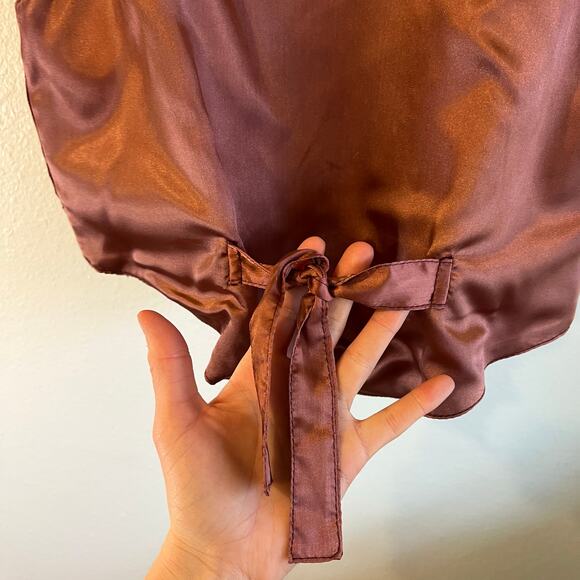 Deadstock 90s Burgundy Purple Suede Genuine Leather Lace Trim Vest Size Large - Picture 6 of 10